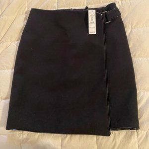 White House Black Market Faux-Wrap Boot Skirt w/ Faux Leather Trim